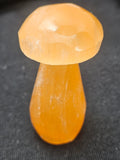 Peach Selenite Mushroom Decor - Hand-Polished Orange Satin Spar Crystal. P.S every stone is different