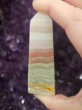 Pink Banded Onyx Tower – Calming Grounding Crystal Point | Emotional Balance & Inner Strength