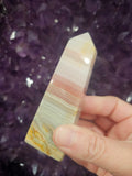 Pink Banded Onyx Tower – Calming Grounding Crystal Point | Emotional Balance & Inner Strength