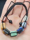Chakra Gemstone Bracelet - Adjustable Drawstring Healing Crystal Jewelry. P.S every stone is different.