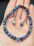 Natural Sodalite Beaded Bracelet - Adjustable Drawstring Blue Crystal Jewelry P.S Not every stone is the same