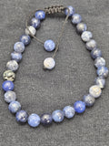 Natural Sodalite Beaded Bracelet - Adjustable Drawstring Blue Crystal Jewelry P.S Not every stone is the same