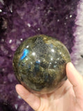 Labradorite Sphere with Spectacular Blue-Green Flash - Spiritual Healing Crystal Orb