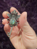 Labradorite Magic Key Pendant – Crown & Wings Antiqued Silver Talisman | Unlock Intuition & Transformation