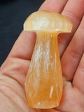 Peach Selenite Mushroom Decor - Hand-Polished Orange Satin Spar Crystal. P.S every stone is different