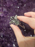 Labradorite Magic Key Pendant – Crown & Wings Antiqued Silver Talisman | Unlock Intuition & Transformation