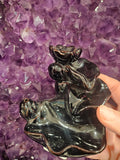 Premium Black Ceramic Lotus Incense Backflow & Stick Holder