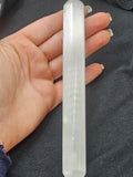 Natural Selenite Massage Wand - Laser Engraved Flower of Life Crystal. P.S not every stone is the same.