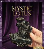 Premium Black Ceramic Lotus Incense Backflow & Stick Holder