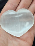 Polished Selenite Heart - Engraved Flower of Life Meditation Stone P.S every rock is different