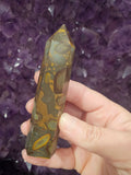 Authentic Bamboo Jasper Tower | Root & Heart Chakra Grounding Crystal Point – Natural Healing Stone)