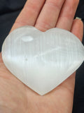Polished Selenite Heart Shape - Large Satin Spar Worry Stone. P.S every stone is different
