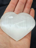 Polished Selenite Heart Shape - Large Satin Spar Worry Stone. P.S every stone is different