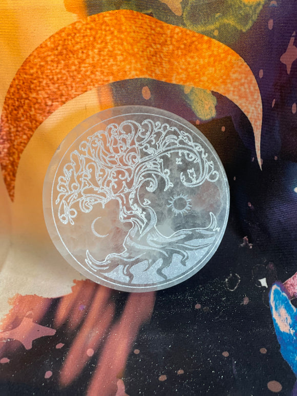 Selenite Tree Laser Etched Plate