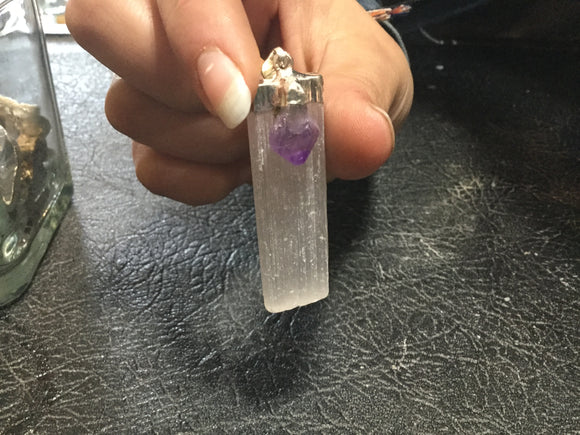 Selenite/Amethyst Necklace